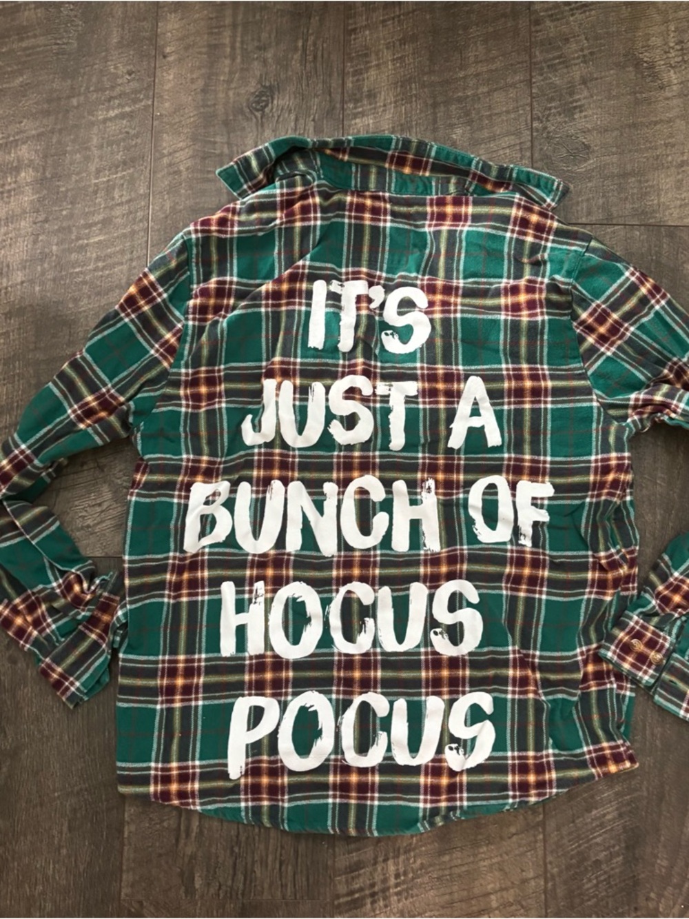 Green Plaid Hocus Pocus Button up